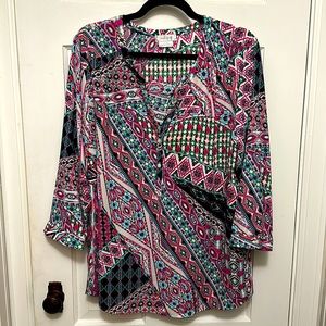 Three quarter length multi colored shirt size xl